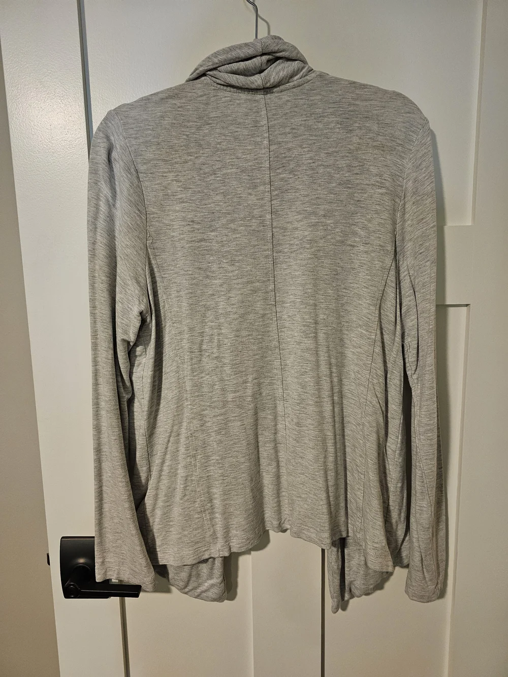 90 Degree By Reflex Light Gray Open-Front Draped Cardigan
